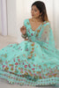 Spectacular Sky-Blue Net Sequins Wedding Lehenga Choli With Dupatta