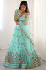 Spectacular Sky-Blue Net Sequins Wedding Lehenga Choli With Dupatta