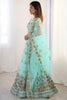 Spectacular Sky-Blue Net Sequins Wedding Lehenga Choli With Dupatta