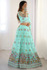 Spectacular Sky-Blue Net Sequins Wedding Lehenga Choli With Dupatta