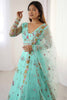 Spectacular Sky-Blue Net Sequins Wedding Lehenga Choli With Dupatta