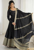 Dazzling Black Thread Work Silk Traditional Anarkali Suit With Dupatta