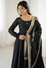 Dazzling Black Thread Work Silk Traditional Anarkali Suit With Dupatta