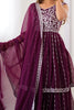 Magnetic Wine Sequins Georgette Wedding Wear Peplum Top Lehenga