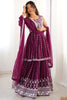 Magnetic Wine Sequins Georgette Wedding Wear Peplum Top Lehenga