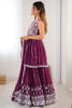 Magnetic Wine Sequins Georgette Wedding Wear Peplum Top Lehenga