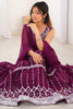 Magnetic Wine Sequins Georgette Wedding Wear Peplum Top Lehenga