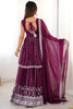 Magnetic Wine Sequins Georgette Wedding Wear Peplum Top Lehenga