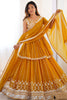Charming Yellow Sequins Georgette Haldi Wear Peplum Top Lehenga
