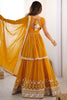 Charming Yellow Sequins Georgette Haldi Wear Peplum Top Lehenga