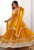 Charming Yellow Sequins Georgette Haldi Wear Peplum Top Lehenga