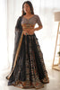 Trendy Black Sequins Georgette Wedding Lehenga Choli With Dupatta