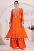 Marvelous Orange Thread Embroidered Rayon Traditional Co-Ord Set