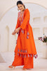 Marvelous Orange Thread Embroidered Rayon Traditional Co-Ord Set