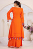 Marvelous Orange Thread Embroidered Rayon Traditional Co-Ord Set