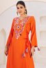 Marvelous Orange Thread Embroidered Rayon Traditional Co-Ord Set