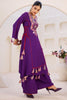 Wonderful Purple Mirror Work Rayon Festival Wear Co-Ord Set