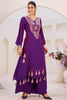 Wonderful Purple Mirror Work Rayon Festival Wear Co-Ord Set