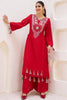 Incredible Red Thread Embroidered Rayon Navaratri Wear Co-Ord Set
