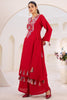 Incredible Red Thread Embroidered Rayon Navaratri Wear Co-Ord Set