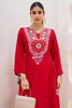 Incredible Red Thread Embroidered Rayon Navaratri Wear Co-Ord Set