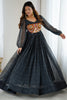 Appealing Black Laheriya Printed Georgette Navratri Wear Gown