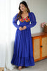 Attractive Blue Digital Printed Georgette Navratri Wear Gown