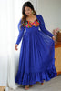 Attractive Blue Digital Printed Georgette Navratri Wear Gown