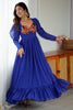 Attractive Blue Digital Printed Georgette Navratri Wear Gown