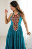 Outstanding Blue Digital Printed Georgette Navratri Wear Gown