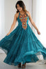 Outstanding Blue Digital Printed Georgette Navratri Wear Gown