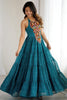 Outstanding Blue Digital Printed Georgette Navratri Wear Gown