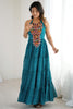 Outstanding Blue Digital Printed Georgette Navratri Wear Gown