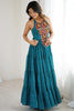 Outstanding Blue Digital Printed Georgette Navratri Wear Gown