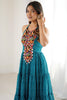 Outstanding Blue Digital Printed Georgette Navratri Wear Gown