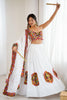 Marvelous White Gamthi Work Rayon Navratri Lehenga Choli With Dupatta