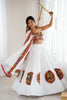 Marvelous White Gamthi Work Rayon Navratri Lehenga Choli With Dupatta
