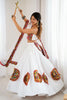 Marvelous White Gamthi Work Rayon Navratri Lehenga Choli With Dupatta
