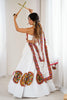 Marvelous White Gamthi Work Rayon Navratri Lehenga Choli With Dupatta