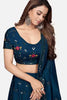 Beautiful Teal Blue Embroidered Georgette Wedding Lehenga Choli