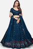 Beautiful Teal Blue Embroidered Georgette Wedding Lehenga Choli