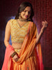 Fascinating Orange Printed Organza Lehenga Choli With Dupatta