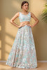 Fabulous Pista-Green Sequins Work Net Designer Lehenga Choli