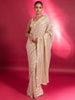 Adorable Cream Sequins Georgette Reception Wear Saree With Blouse