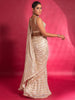 Adorable Cream Sequins Georgette Reception Wear Saree With Blouse