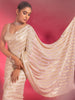 Adorable Cream Sequins Georgette Reception Wear Saree With Blouse