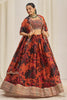 Captivating Orange Printed Organza Lehenga Choli With Dupatta