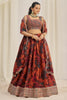 Captivating Orange Printed Organza Lehenga Choli With Dupatta