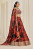 Captivating Orange Printed Organza Lehenga Choli With Dupatta