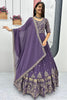 Amazing Purple Sequins Georgette Reception Wear Gown With Dupatta